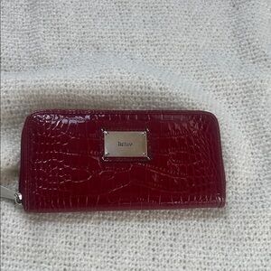 Liz Claiborne Burgundy Croc-Embossed Wallet